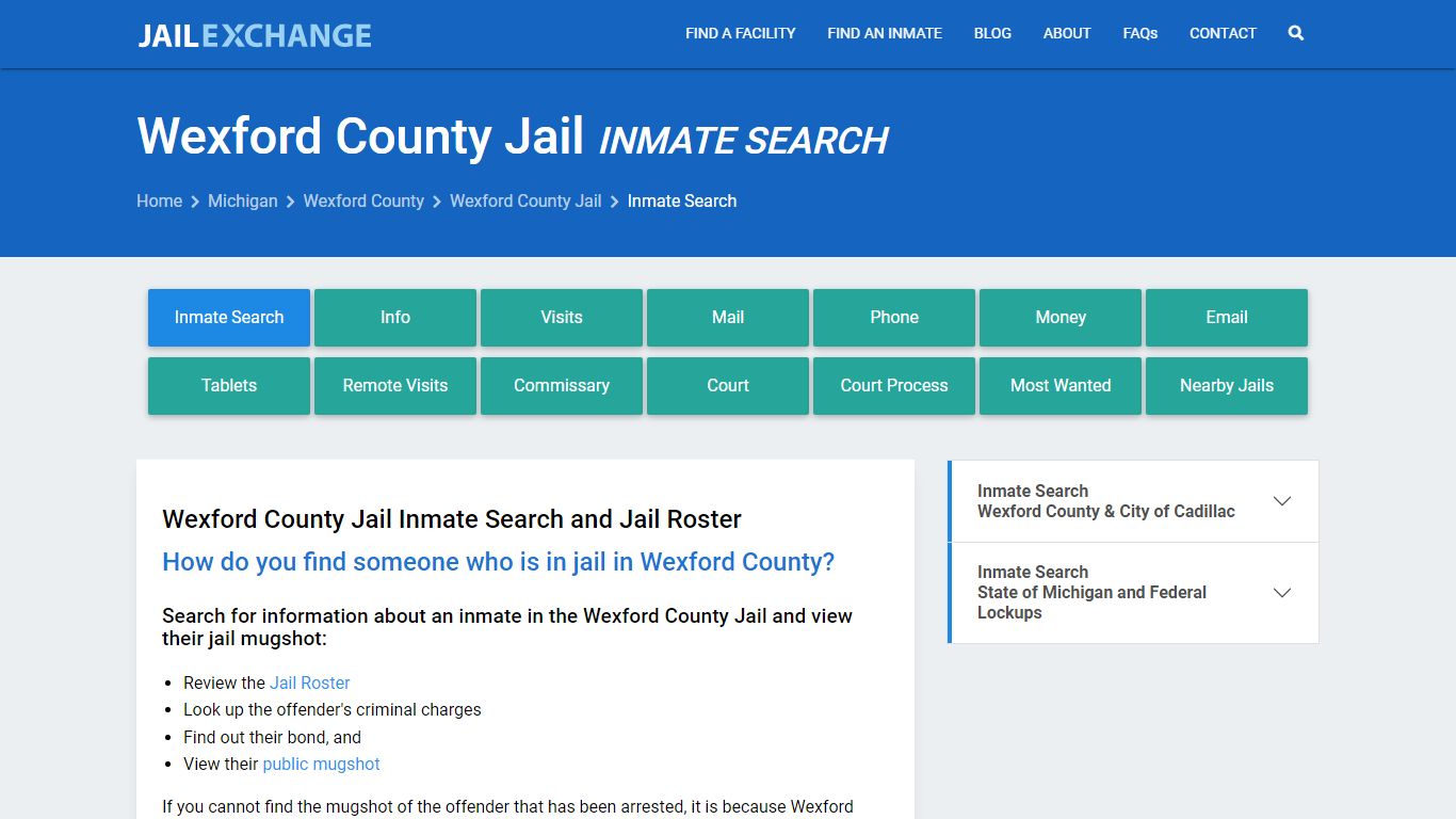 Inmate Search: Roster & Mugshots - Wexford County Jail, MI - Jail Exchange